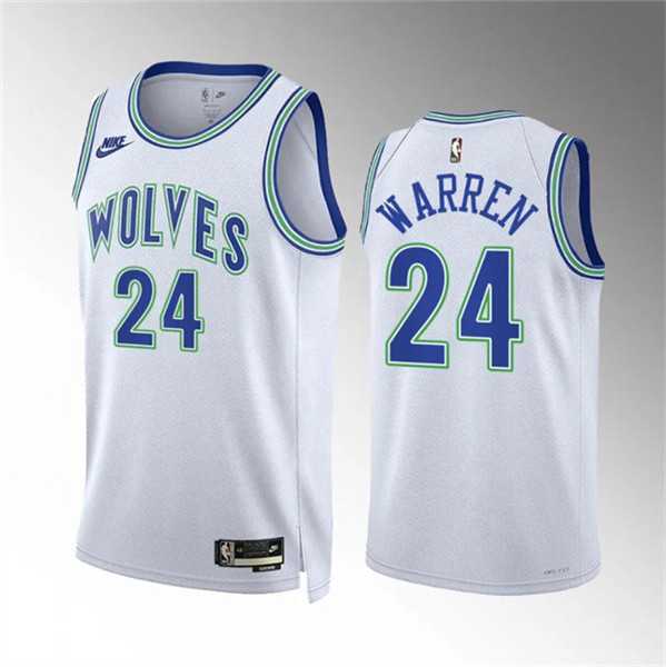 Men%27s Minnesota Timberwolves #24 Tj Warren White 2023-24 Classic Edition Stitched Jersey Dzhi